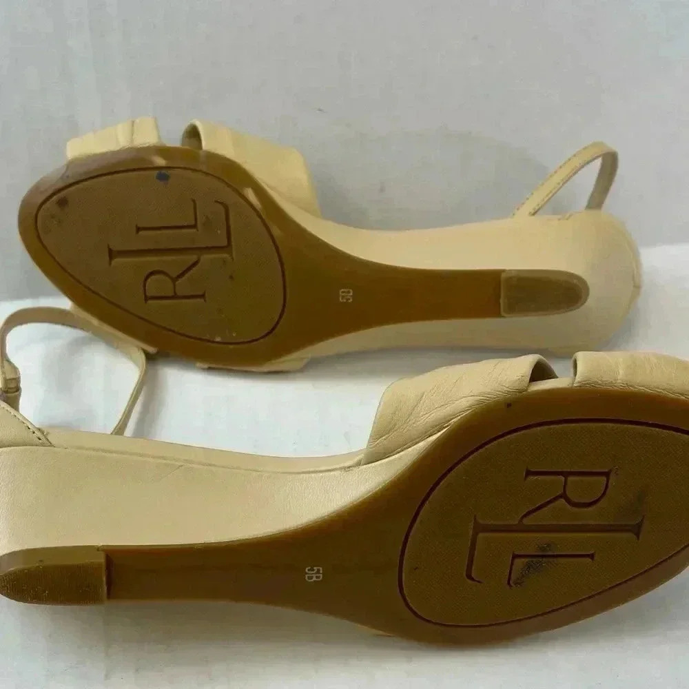 Ralph Lauren Cream color wedge sandals size 5B - Picture 6 of 11